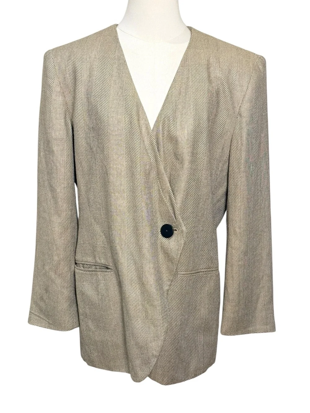 Christian Dior Vintage 80s 90s Asymmetric Wrap Power Blazer Size 12